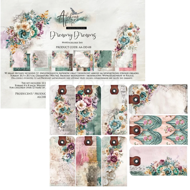 Zestaw papierów do scrapbookingu 20x20 Dreamy Dreams - AA-DD-08 Alchemy of Art