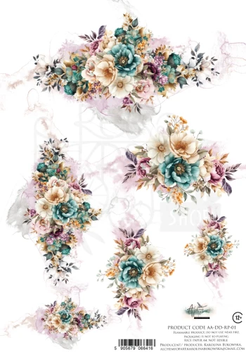 Papier ryżowy do decoupage A4 Dreamy Dreams - Kwiaty AA-DD-RP-01 Alchemy of Art
