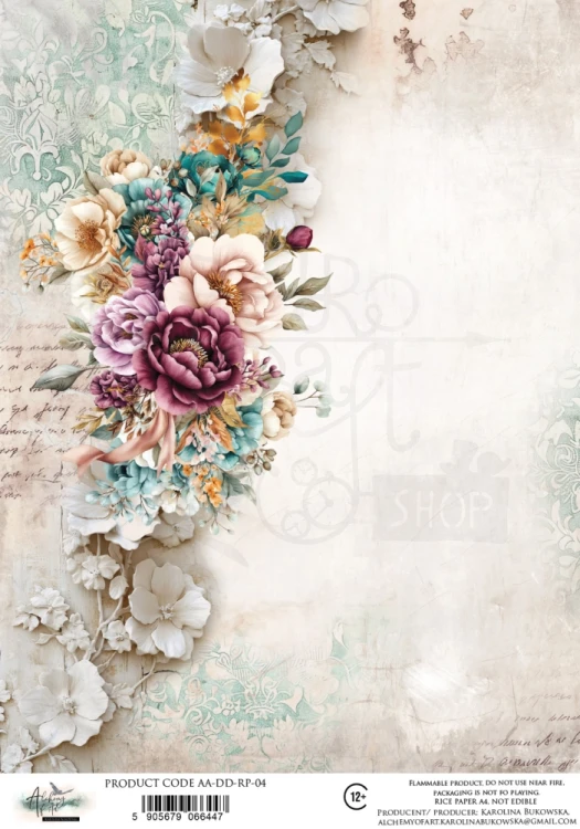 Papier ryżowy do decoupage A4 Dreamy Dreams - Kwiaty AA-DD-RP-04 Alchemy of Art