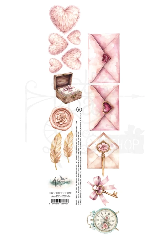 Pasek 5x30 dodatki do samodzielnego wycięcia Dreamy Dreams - Serca i listy AA-DD-EXT-04 Alchemy of Art