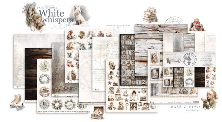Zestaw papierów do scrapbookingu 30x30 White Whispers UHK Gallery