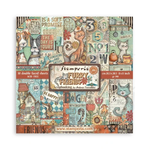 Zestaw papierów do scrapbookingu 20x20 Furry Friends SBBS132 Stamperia
