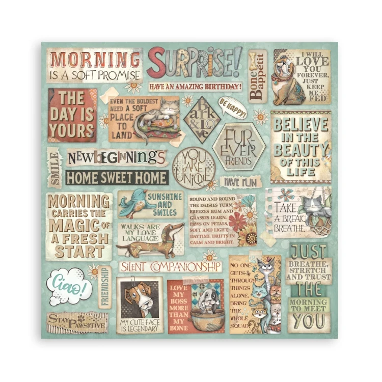 Zestaw papierów do scrapbookingu 20x20 Furry Friends SBBS132 Stamperia