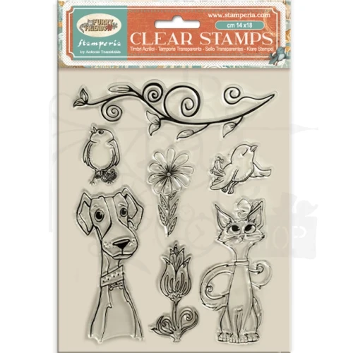 Stempel akrylowy 14x18cm Furry Friends Zwierzaki WTK228 Stamperia