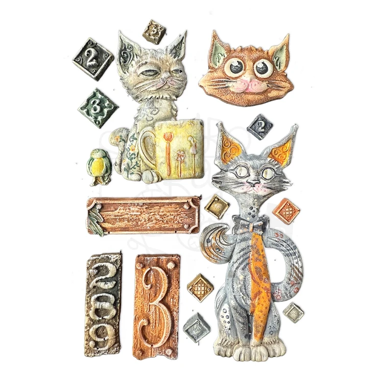Foremka silikonowa A5 Furry Friends Kot KACMA591 Stamperia
