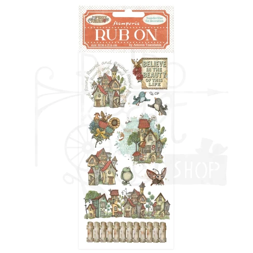 Rub-on transfer 10x21.6cm Furry Friends Domki DFLRB199 Stamperia