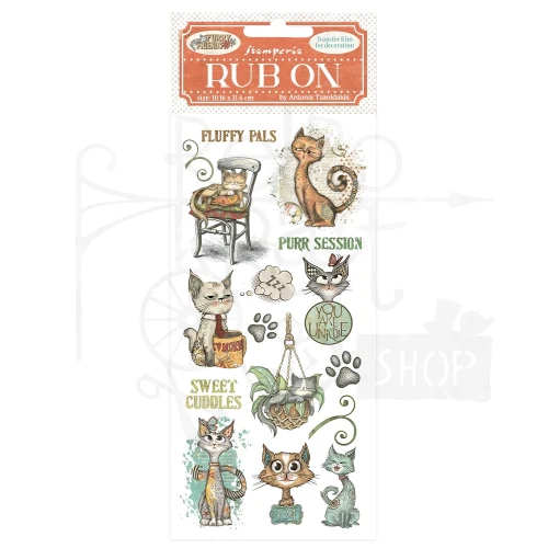 Rub-on transfer 10x21.6cm Furry Friends Kot DFLRB197 Stamperia