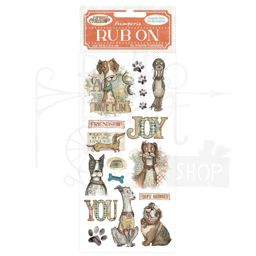 Rub-on transfer 10x21.6cm Furry Friends Pies DFLRB196 Stamperia