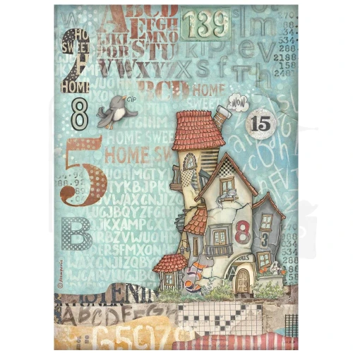 Papier ryżowy do decoupage A4 Furry Friends Domki DFSA41065 Stamperia