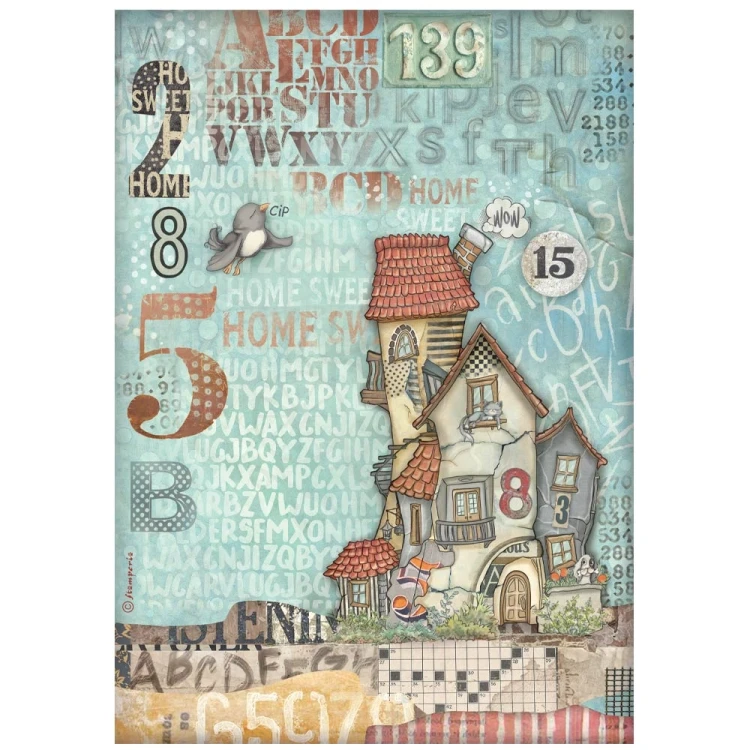 Papier ryżowy do decoupage A4 Furry Friends Domki DFSA41065 Stamperia