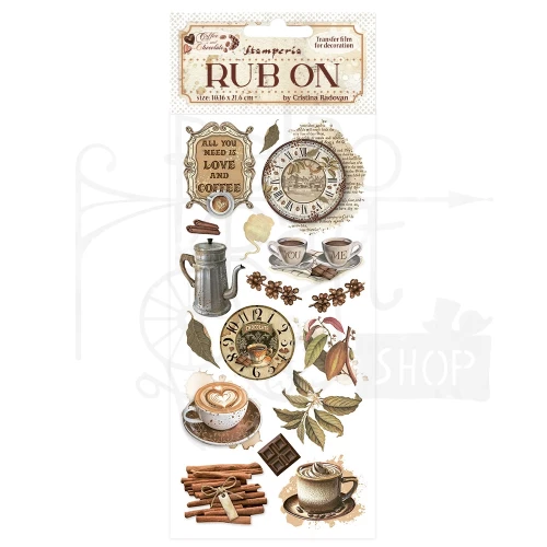 Rub-on transfer 10x21.6cm Coffe &amp; Chocolate All You Need Is Love DFLRB195 Stamperia