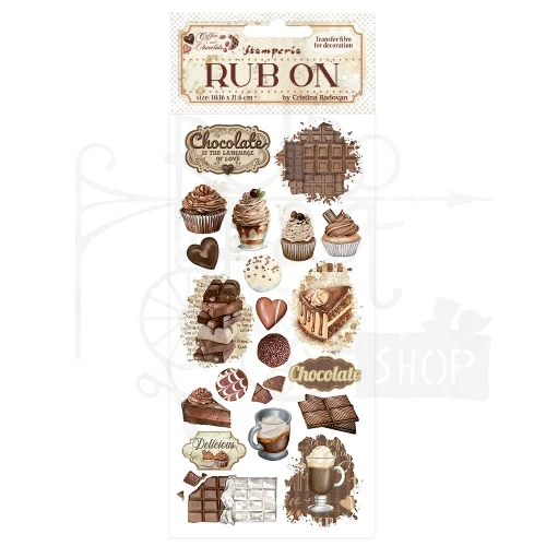 Rub-on transfer 10x21.6cm Coffe &amp; Chocolate Słodki moment DFLRB194 Stamperia