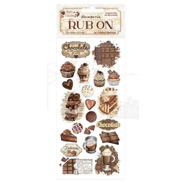 Rub-on transfer 10x21.6cm Coffe &amp; Chocolate Słodki moment DFLRB194 Stamperia