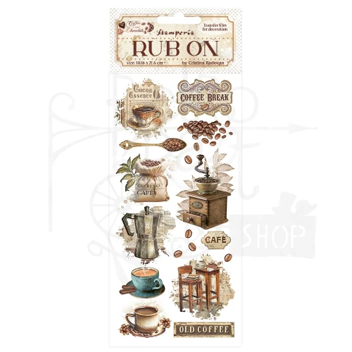 Rub-on transfer 10x21.6cm Coffe &amp; Chocolate Momenty DFLRB193 Stamperia