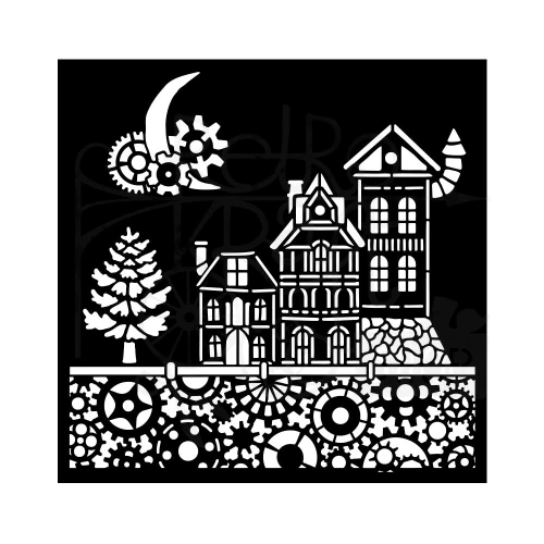 Szablon maska 18x18cm Gear Up For Christmas Domki KSTDQ129 Stamperia