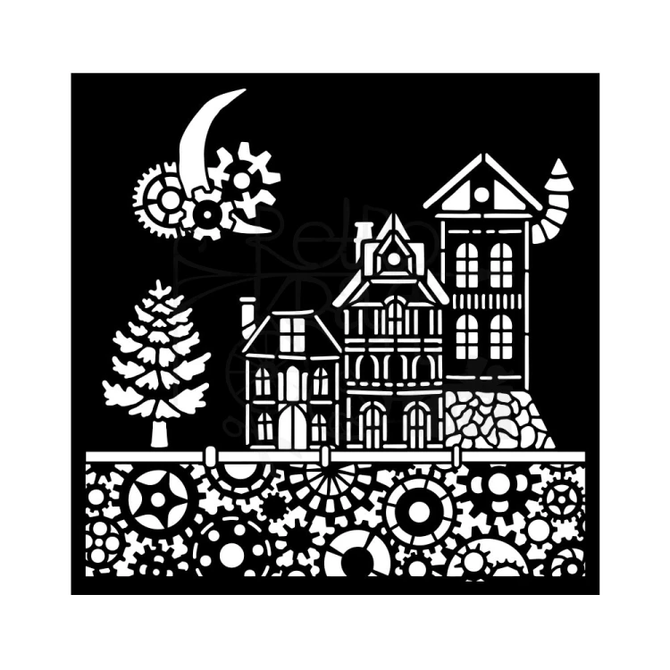 Szablon maska 18x18cm Gear Up For Christmas Domki KSTDQ129 Stamperia