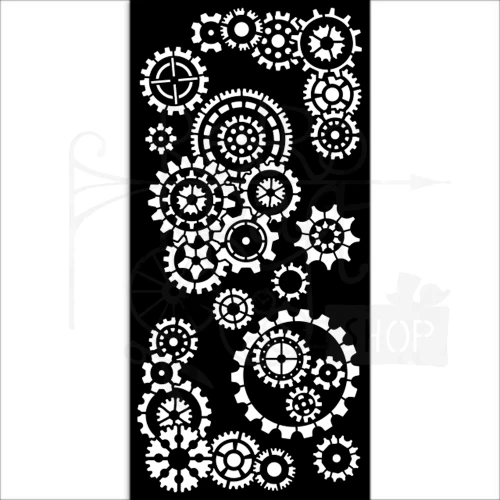 Szablon maska 12x25cm Gear Up For Christmas Zębatki KSTDL140 Stamperia