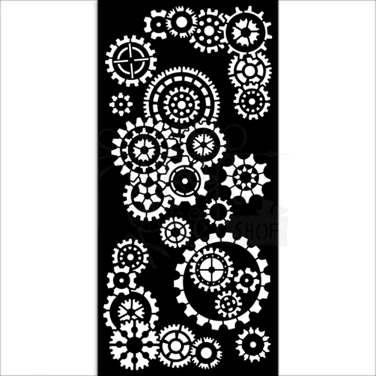 Szablon maska 12x25cm Gear Up For Christmas Zębatki KSTDL140 Stamperia