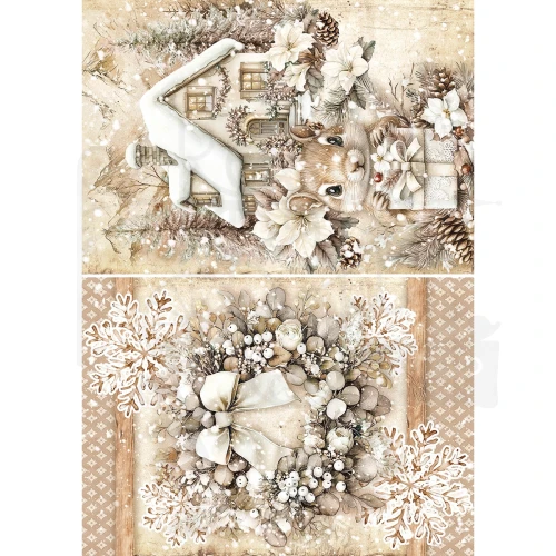 Zestaw papierów ryżowych A5 Winter Season 8 arkuszy CBRS022 Ciao Bella