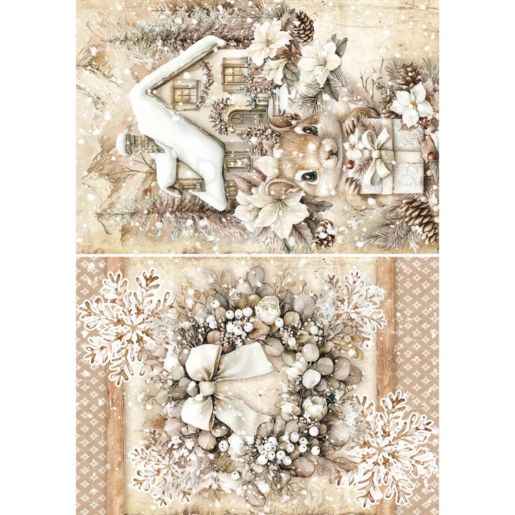 Zestaw papierów ryżowych A5 Winter Season 8 arkuszy CBRS022 Ciao Bella