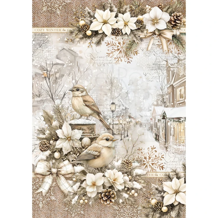 Zestaw papierów ryżowych A5 Winter Season 8 arkuszy CBRS022 Ciao Bella