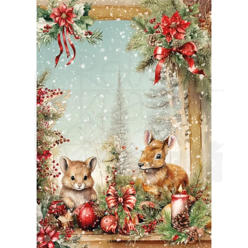 Zestaw papierów ryżowych A5 Hot Cocoa &amp; Holly 8 arkuszy CBRS021 Ciao Bella