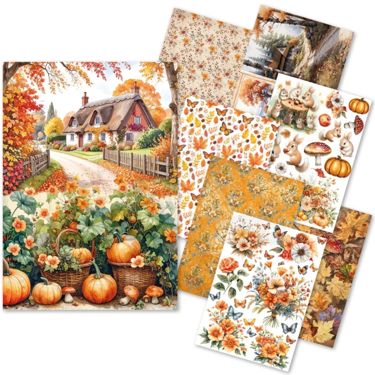 Zestaw papierów ryżowych A5 Hello Fall 8 arkuszy CBRS019 Ciao Bella