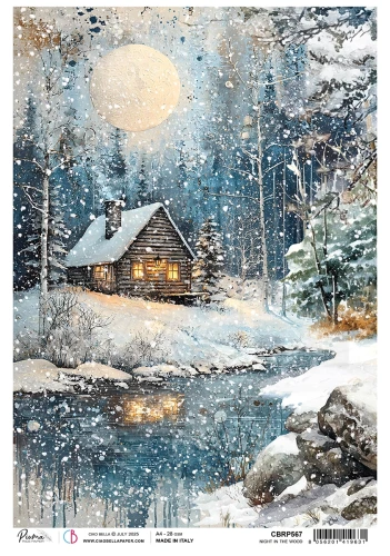 Papier ryżowy do decoupage A4 Forest Tale Night in the Wood CBRP567 Ciao Bella