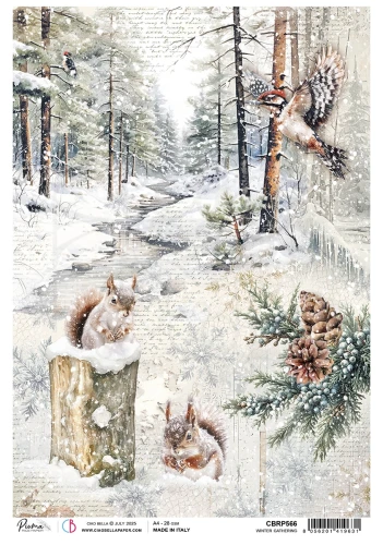 Papier ryżowy do decoupage A4 Forest Tale Winter Gathering CBRP566 Ciao Bella