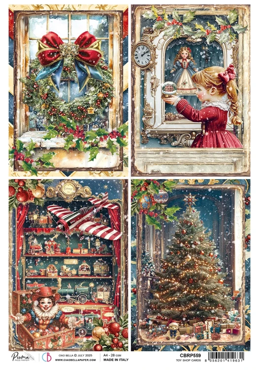 Papier ryżowy do decoupage A4 Toy Shop Cards CBRP559 Ciao Bella