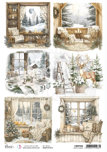 Papier ryżowy do decoupage A4 Winter Season Winter Frames CBRP558 Ciao Bella