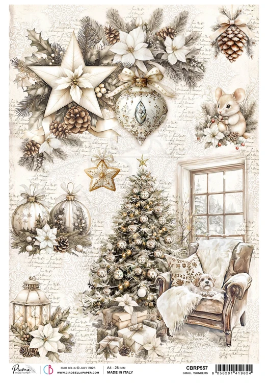 Papier ryżowy do decoupage A4 Winter Season Small Wonders CBRP557 Ciao Bella