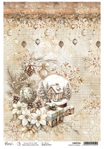 Papier ryżowy do decoupage A4 Winter Season Romantic Snowball CBRP554 Ciao Bella
