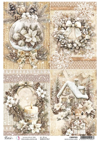 Papier ryżowy do decoupage A4 Winter Season Cards CBRP553 Ciao Bella