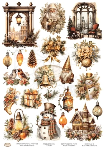 Papier do scrapbookingu A4 dodatki do wycinania Boże Narodzenie 18 A-P-089 Artistiko