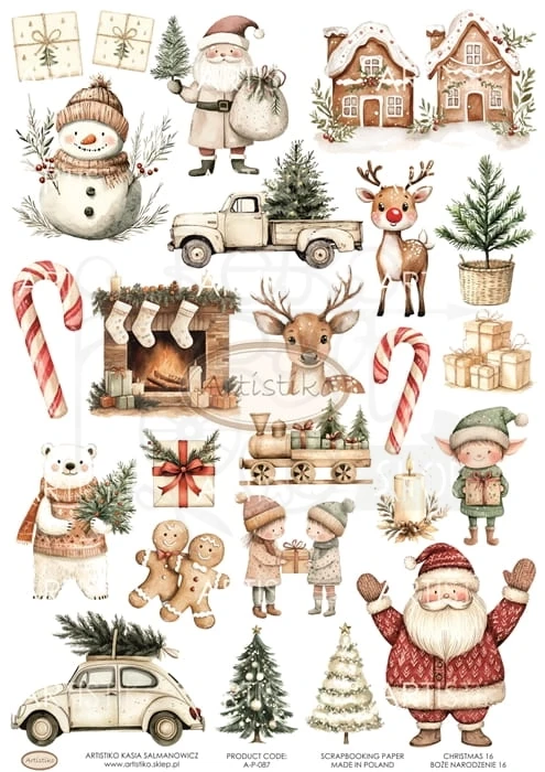 Papier do scrapbookingu A4 dodatki do wycinania Boże Narodzenie 16 A-P-087 Artistiko