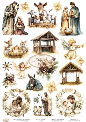 Papier do scrapbookingu A4 dodatki do wycinania Boże Narodzenie 15 A-P-086 Artistiko