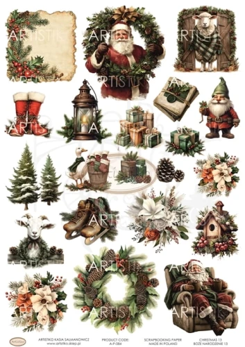 Papier do scrapbookingu A4 dodatki do wycinania Boże Narodzenie 13 A-P-084 Artistiko