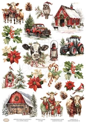 Papier do scrapbookingu A4 dodatki do wycinania Boże Narodzenie 12 A-P-083 Artistiko