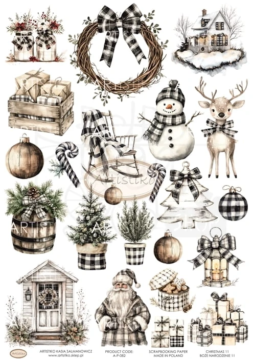 Papier do scrapbookingu A4 dodatki do wycinania Boże Narodzenie 11 A-P-082 Artistiko