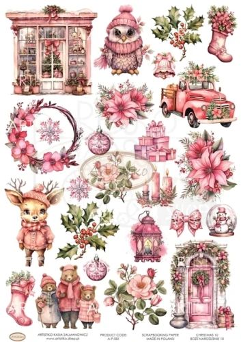 Papier do scrapbookingu A4 dodatki do wycinania Boże Narodzenie 10 A-P-081 Artistiko