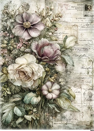 Papier ryżowy do decoupage A5 Kwiaty vintage 14272