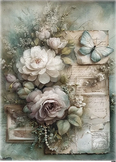 Papier ryżowy do decoupage A5 Kwiaty vintage 14268