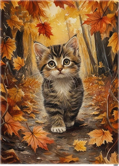 Papier ryżowy do decoupage A5 Kot i jesienny las 14231