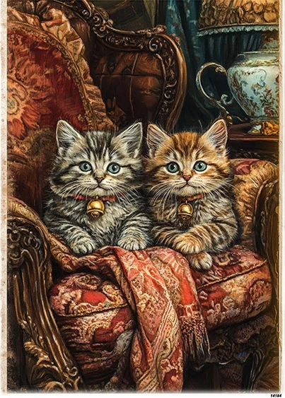 Papier ryżowy do decoupage A5 Koty na fotelu 14184