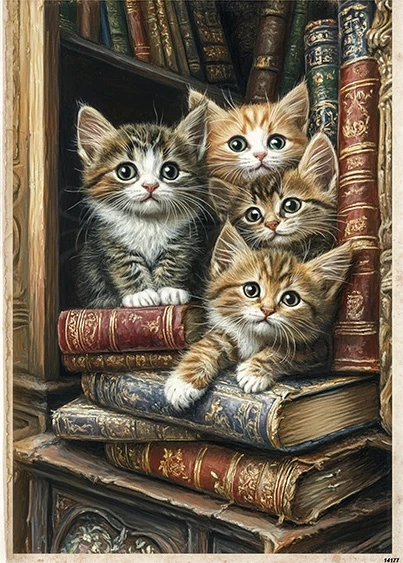 Papier ryżowy do decoupage A5 Koty i książki 14177