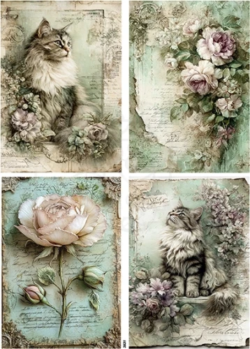 Papier ryżowy do decoupage A4 Motywy vintage 3831