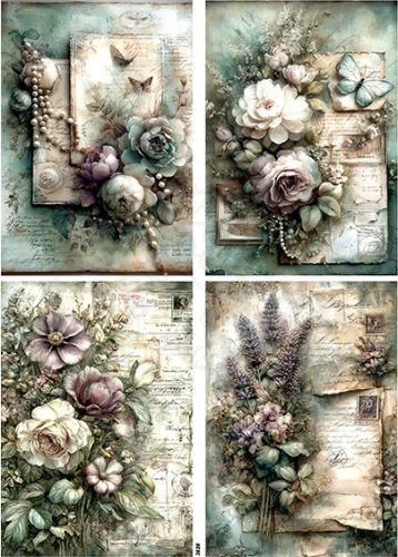 Papier ryżowy do decoupage A4 Motywy vintage 3828