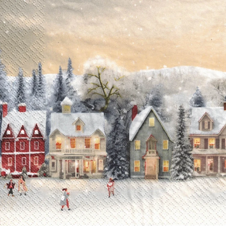 Serwetka 33x33 - Zimowe miasteczko 2