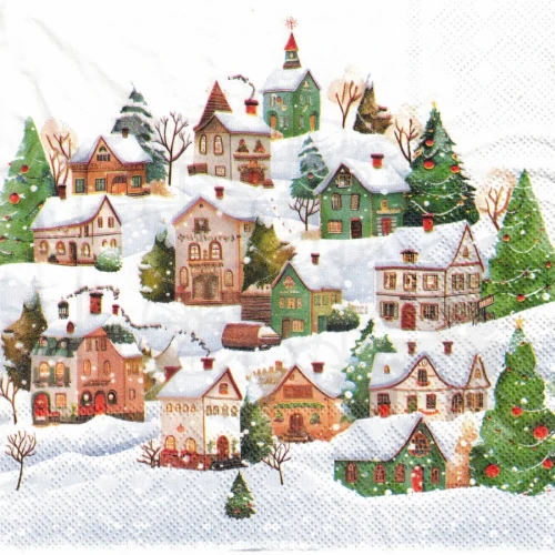Serwetka 33x33 - Zimowe miasteczko
